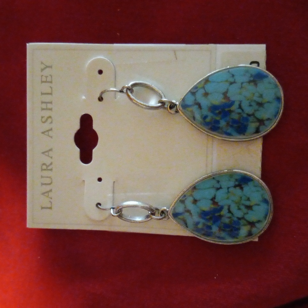 Laura Ashley silver and turquoise drop dangle earrings
